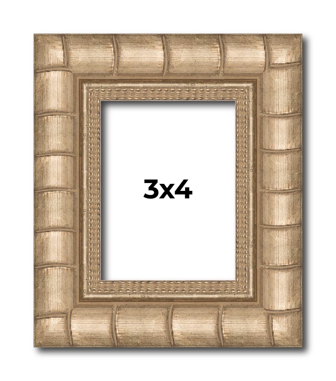 3x4 Modern Bamboo Picture Frame with UV-Resistant Acrylic & Acid Free Backing, Available in 5 Finishes - Gold, Silver, Brown, Black, and Natural